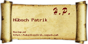 Hübsch Patrik névjegykártya